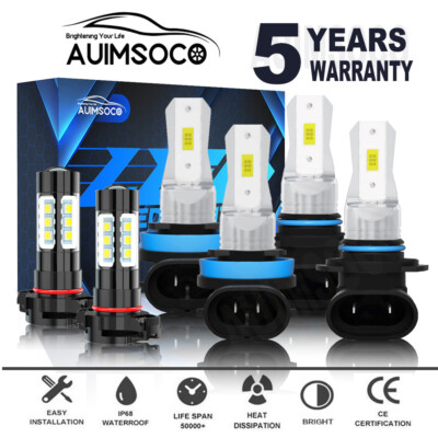 10000K LED Headlight Fog Light Bulbs Kit For Chevy Silverado 1500 2500 2007-2015