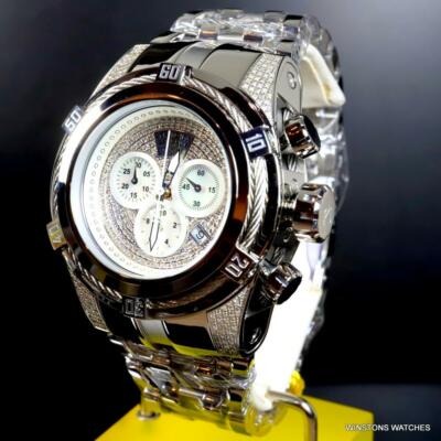 Pre-owned Invicta Reserve Bolt Zeus Diamond 50mm Polished Stainless Steel Swiss Watch
