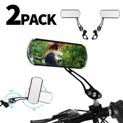 1 Pair Wide Rear View Mirror 360° Rotate Cycling Bike Bicycle Handlebar Safe Rid