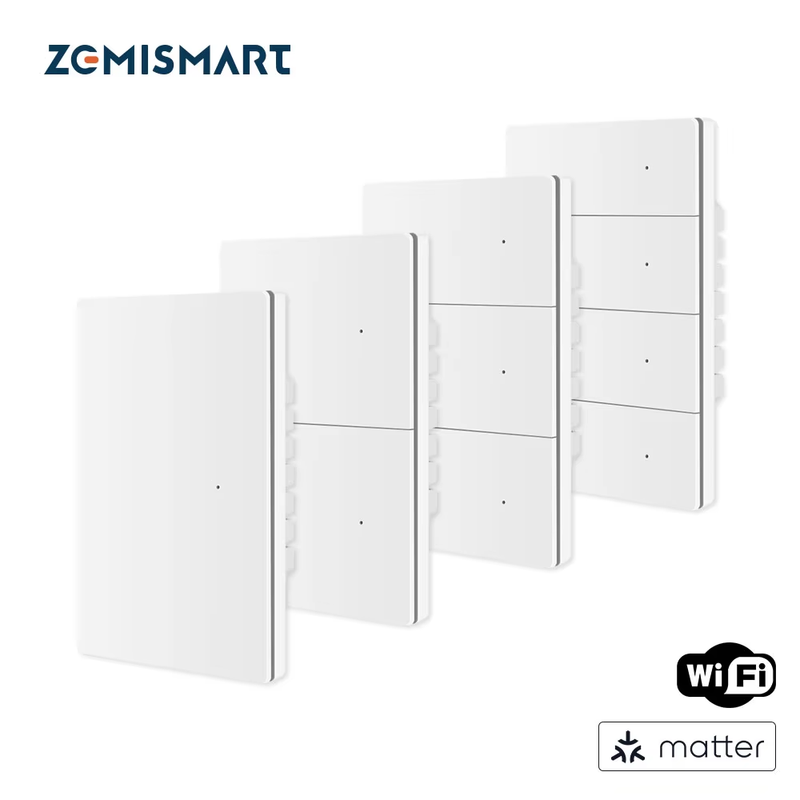 Matter WiFi Smart Wall Light Switch 1 2 3 4 Gangs Flame-retardant PC Material Pa