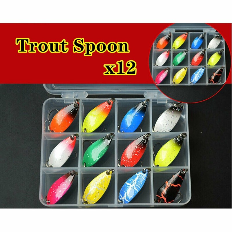 DE 12x Forellenblinker Set Trout Spoon Spinner Angelköder Löffel Kunstköder