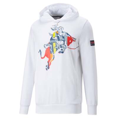 

Puma Rbr Dynamic Bull Graphic Pullover Hoodie Mens White Casual Athletic Outerwe, Белый, Puma Rbr Dynamic Bull Graphic Pullover Hoodie