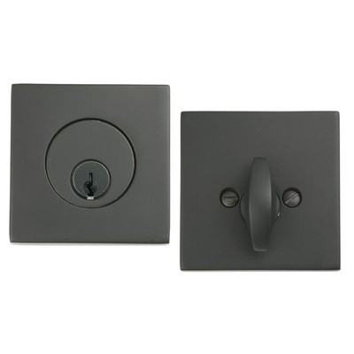 Emtek Square Sgl Cyl Deadbolt BLK