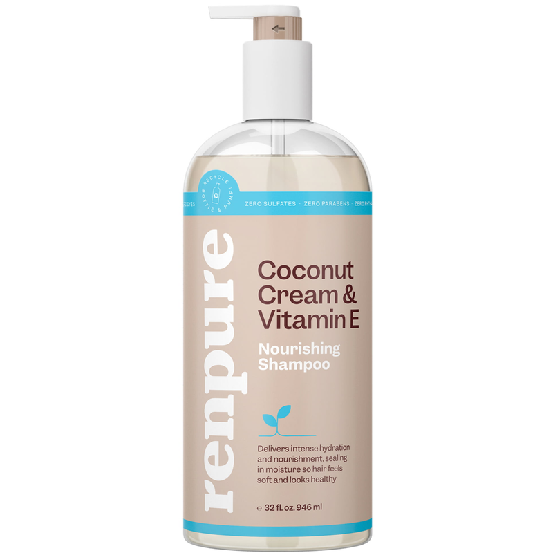 Renpure Coconut Cream & Vitamin E Nourishing Shampoo for All Hair Types 32 Fl Oz
