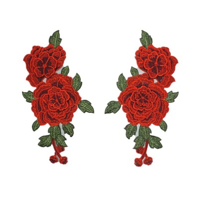  2 Pcs Badges for Clothes Sew on Flowers Embroidery Stickers Computer