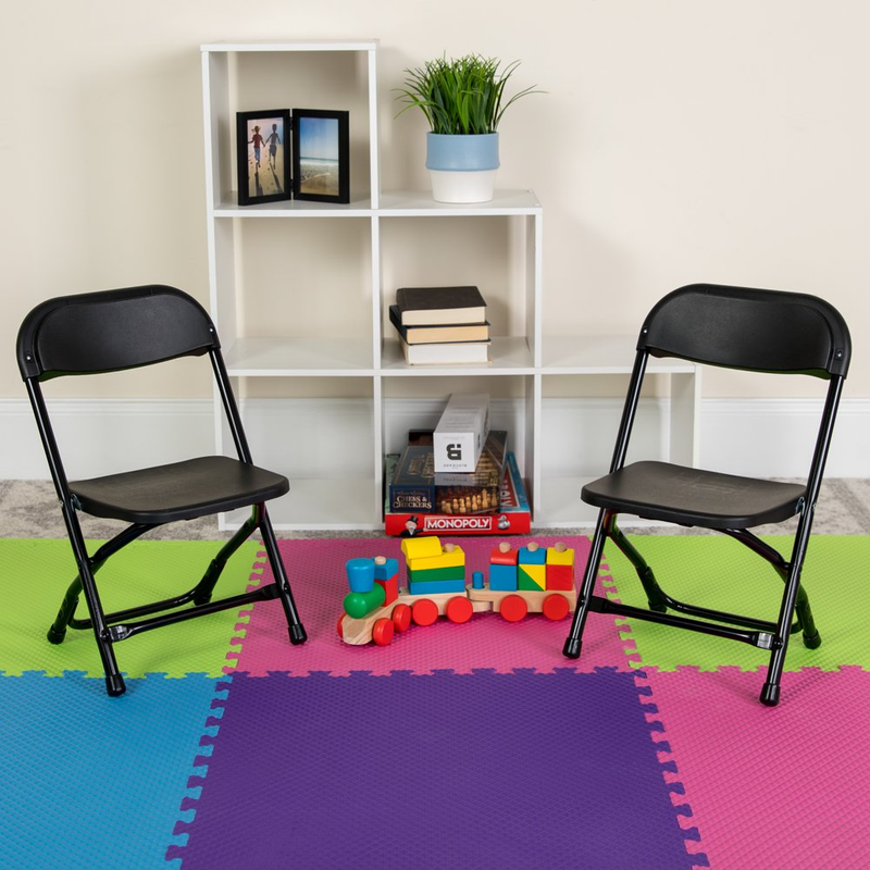 Flash Furniture Kids Black Plastic Folding Chair, 14.00 x 13.00 x 20.50 Inches