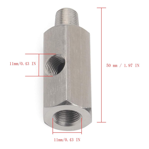 Pressure Sensor Tee 1/8'' Bspt To Adapter Fitting Turbo Supply Feed Line