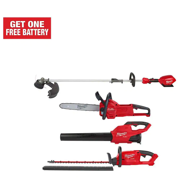 Milwaukee Cordless String Grass Trimmer,Blower,Hedge Trimmer, Chainsaw Combo Kit