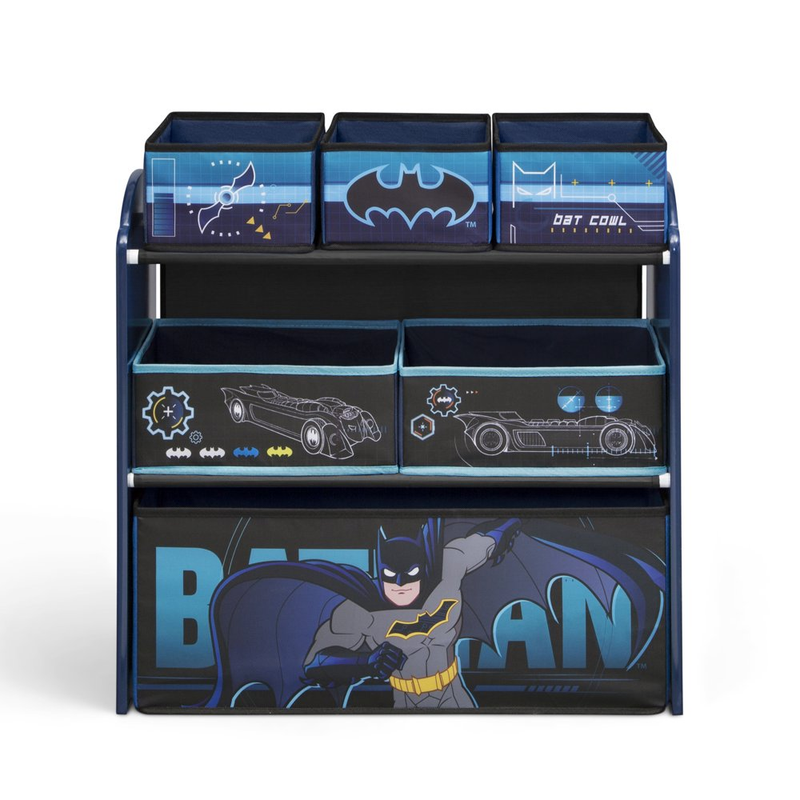 Boys Girls Wood Frame Multi Bin Toy Storage Organizer Batman Kids Children New..