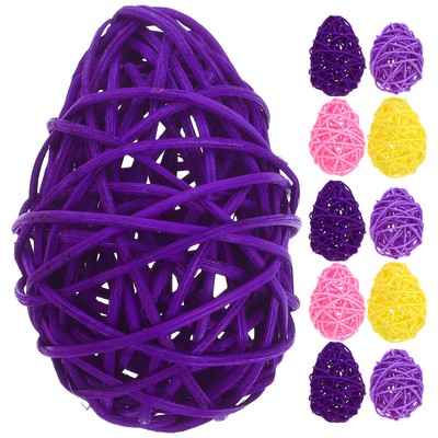 12pcs Decorating Pendant Wicker Balls Ornament Egg Pendant Hanging Decorations
