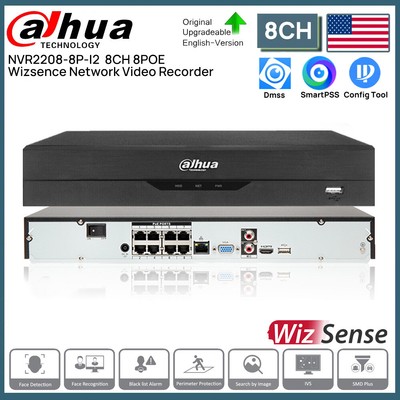 Dahua 8CH 8POE 12MP 2SATA WizSense AI 4K CCTV NVR NVR2208-8P-I2 Face Detection