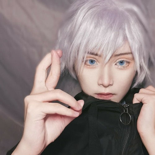 Anime Jujutsu Kaisen Satoru Gojo Short Hair Silver purple ...