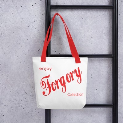 Enjoy Forgery White Tote Bag - Red Font