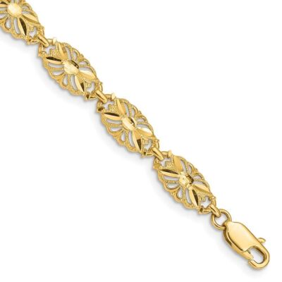 Pre-owned Diamond2deal 14k Yellow Gold Diamond-cut Bracelet For Womens 5.08gram