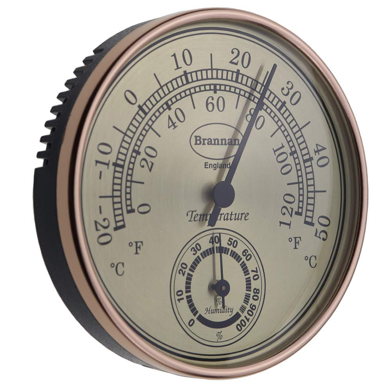 Thermometer Hygrometer Gilt Dial Garden Greenhouse Home Office - Measures Temper