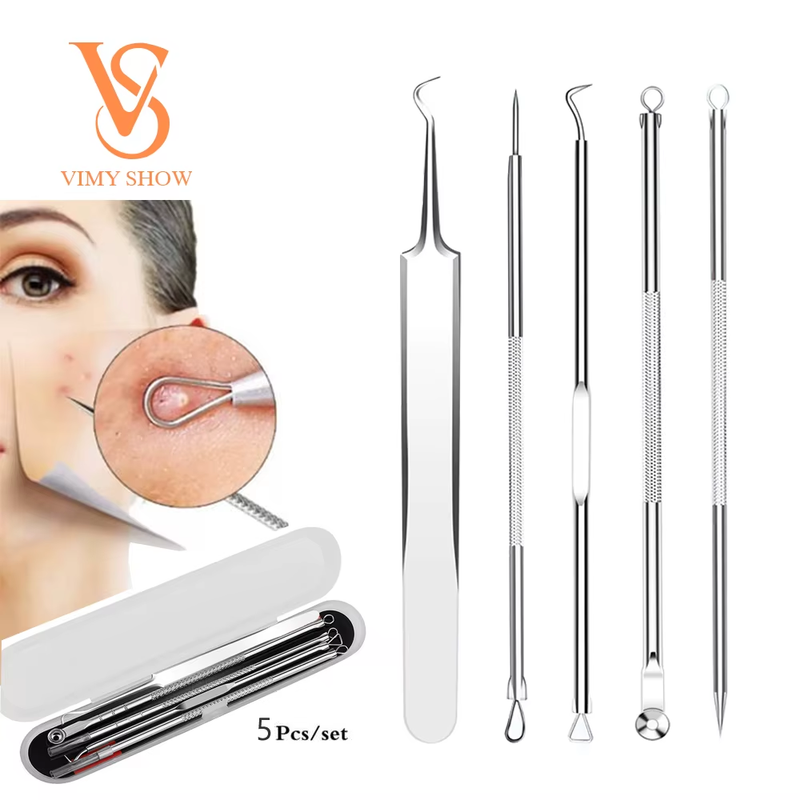 5 PCS Blackhead Remover Comedones Extractor Acne Removal Kit for Blemish, Whiteh