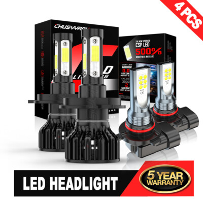 For Toyota Tacoma 2001-15 Combo LED Headlight Hi/Low + Fog Light Bulbs 6000K