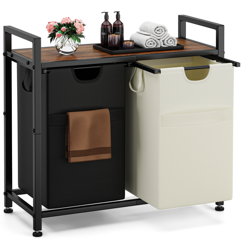 112l Large Double Laundry Basket Frestanding Laundry Sorter