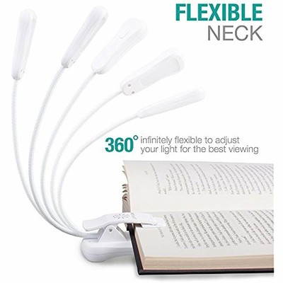 LuminoLite Rechargeable 3000K Warm &amp 6000K White LED Book Light, Easy Clip On