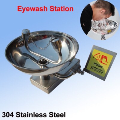 Emergency Eyewash Station 304 Stainless Steel Wall-Mounted Face Washer Station