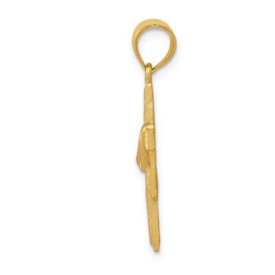 Pre-owned Diamond2deal 14k Yellow Gold Satin Draped Cross Pendant 1.66g L-30mm W- 13mm