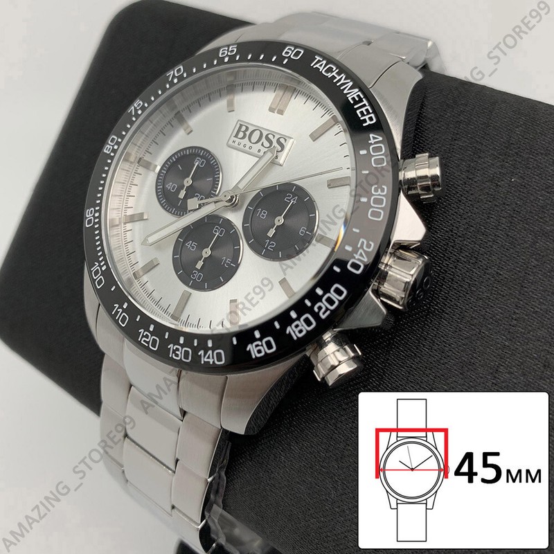 HUGO BOSS NEU HUGO BOSS 1512964 HERRENUHR IKON CHRONOGRAPH SILBER EDELSTAHL ANALOG 45MM