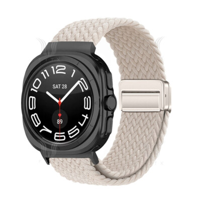 For Samsung Galaxy Watch Ultra 47mm Nylon Braided Loop Magnetic Watch Band Strap