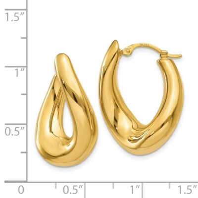 Pre-owned Superdealsforeverything Real 14kt Yellow Gold Twisted Oval Hoop Earrings