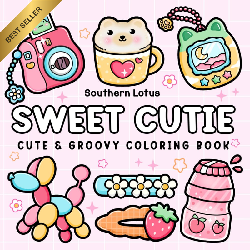 Sweet Cutie: Coloring Book for Adults and Kids, Cute and Groovy Designs for Rela