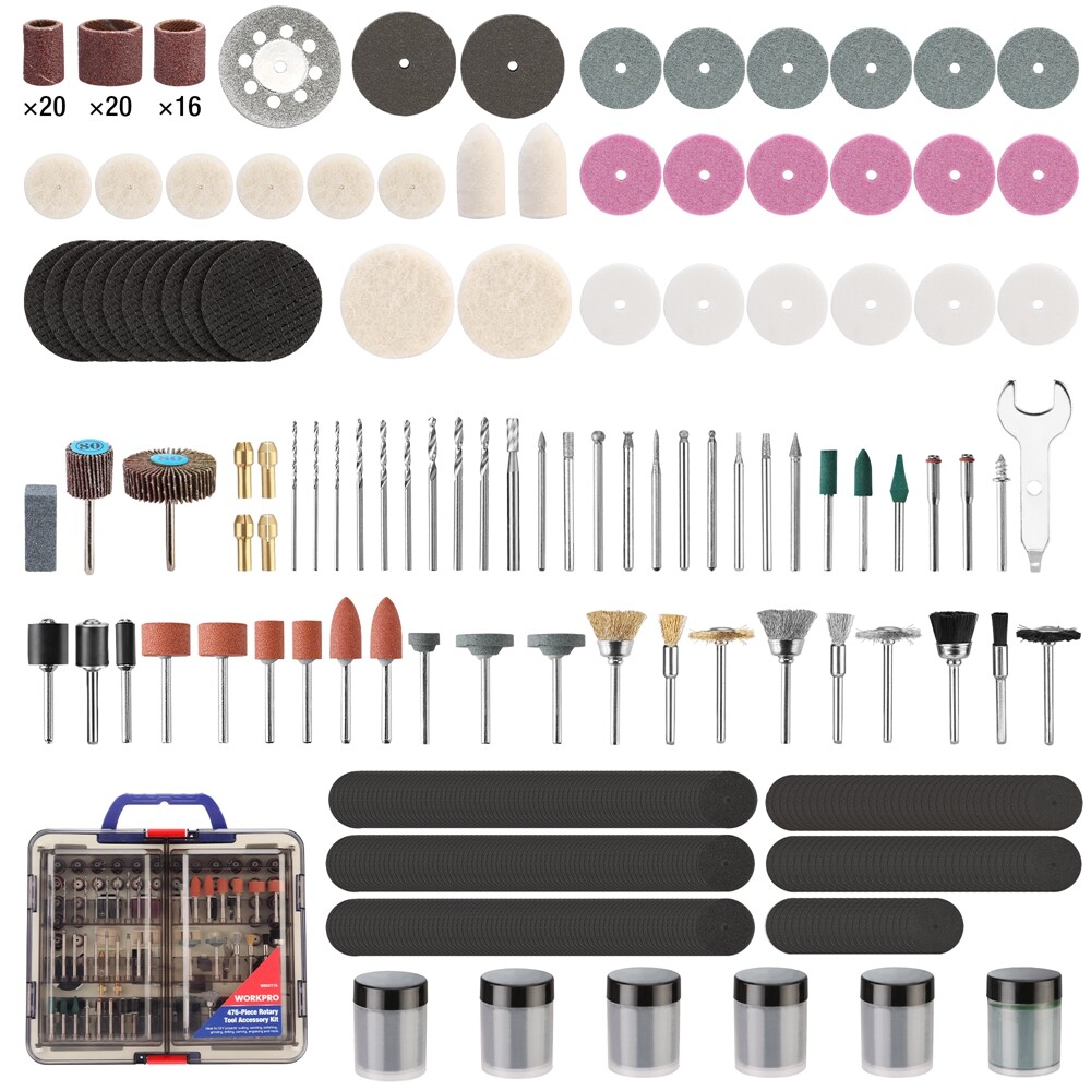 WORKPRO 476PCS All-Purpose Dremel Rotary Tool Accessories Kit with Storage Case