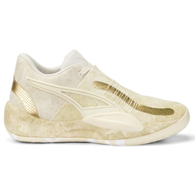 Puma Rise Nitro Nephrite Lace Up Basketball Mens Beige, Gold Sneakers Athletic