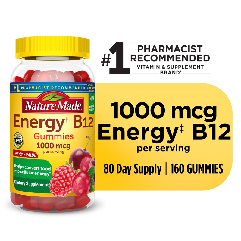 Energy B12 1000 Mcg Gummies, Dietary Supplement, 160 Count