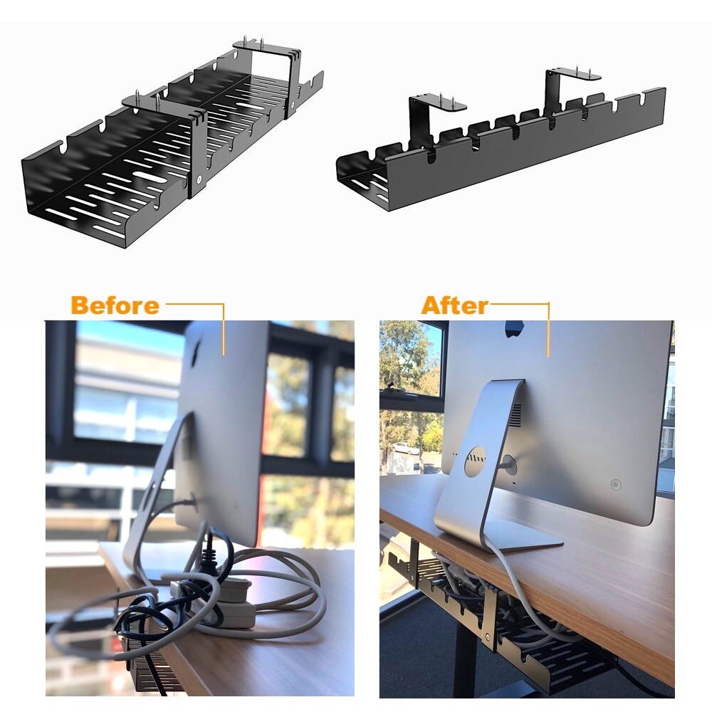 gku™ Under Desk Cable Management Tray Cord Wire Organizer Wire