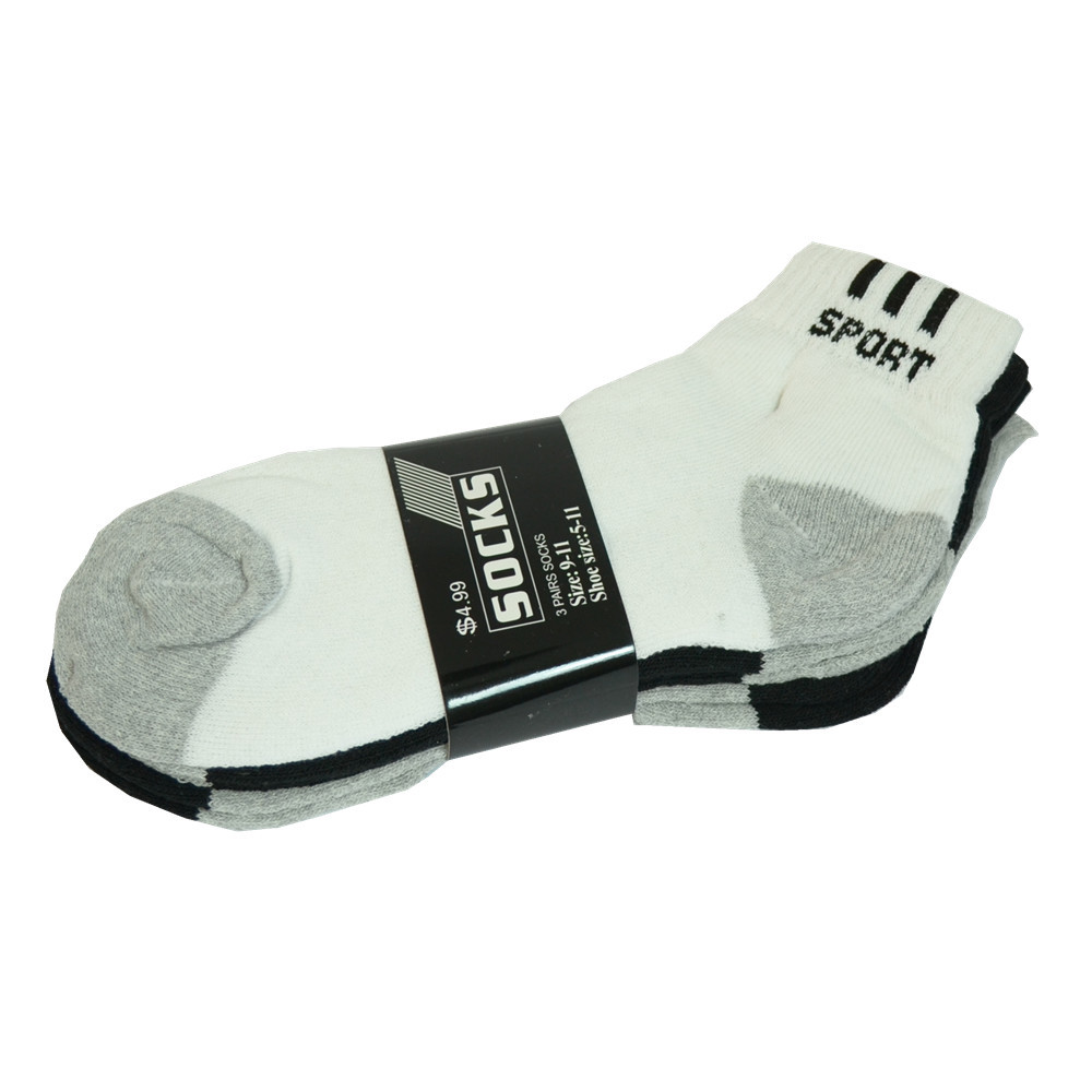 3-12 Pairs Sport 2 Tones Mens Cotton Thick Cushioned Low Cut Ankle Quarter Socks