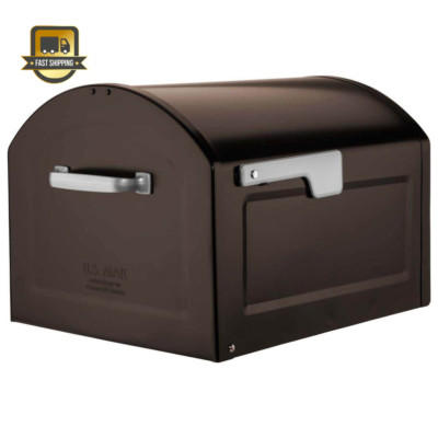 Centennial Rubbed Bronze, Extra Large, Steel, Post Mount Mailbox with Silver Han