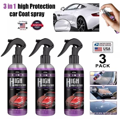 3× Quick Hydrophobic 3 in 1 High Protection Car Coat Ceramic Coating Spray 300ML