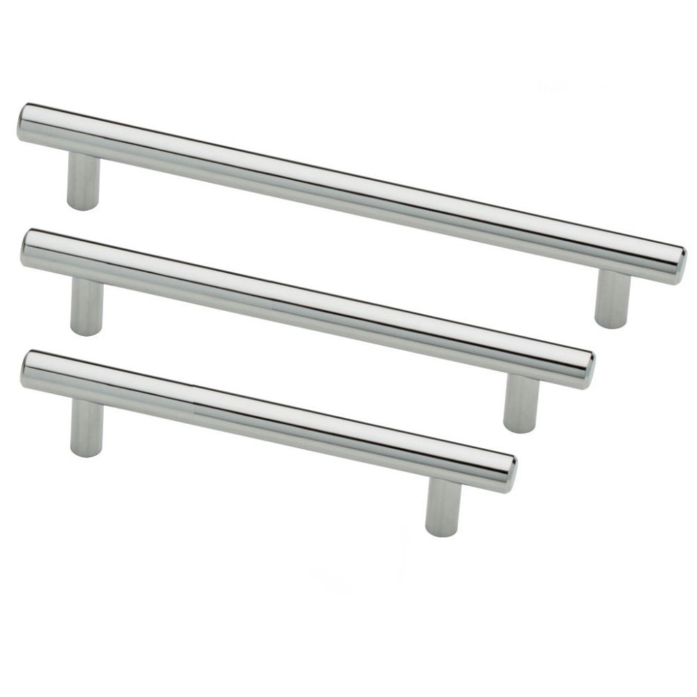 10 X T Bar Handles Polished Chrome Solid Steel Kitchen Cupboard