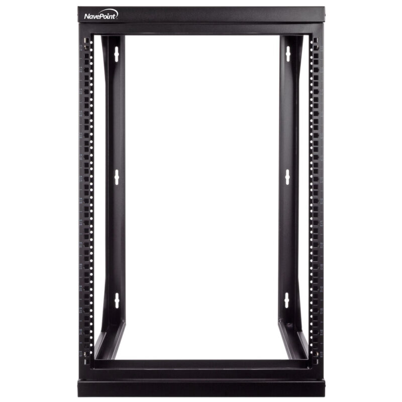 15u Wall Mount It Open Frame 19" Network Rack With Swing Out Hinged Gate Black