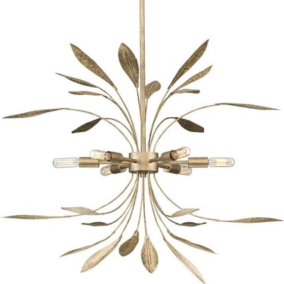 Progress Lighting Gilded Silver Luxe Pendant Hanging Light 20''H 6-Light in Gold