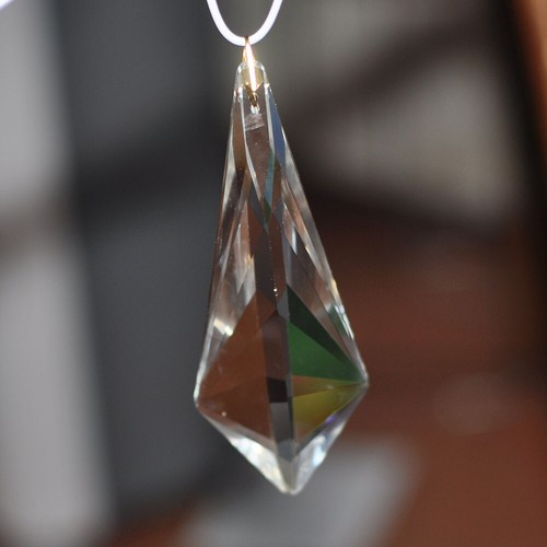 Hanging 120mm Long Horn Clear Glass Crystal Prism Chandelier Suncatcher Decor