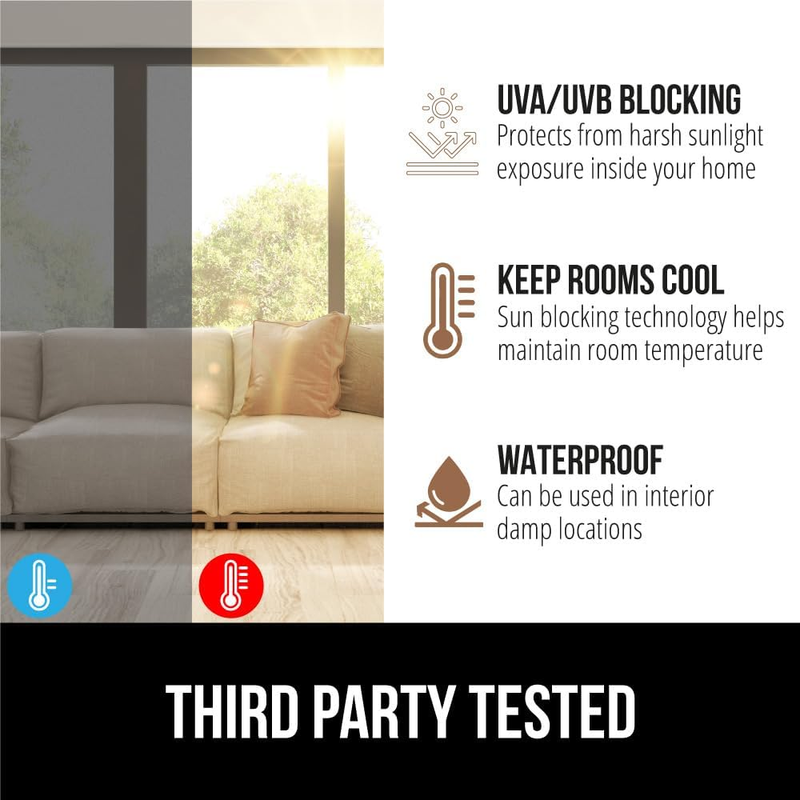 Gorilla Guard Two Way Sun Blocking Window Privacy Film, Strong Static Clings to