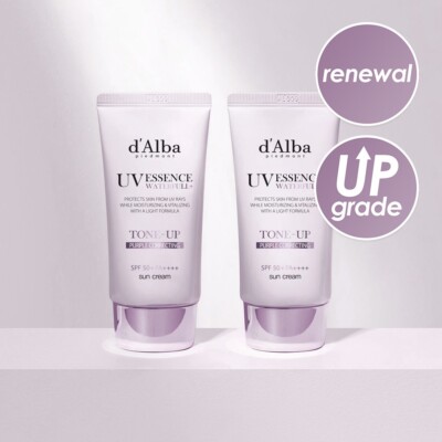 Set of 2 Pcs  d'Alba dAlba Waterfull UV Essence Tone-Up Sun Cream #Purple