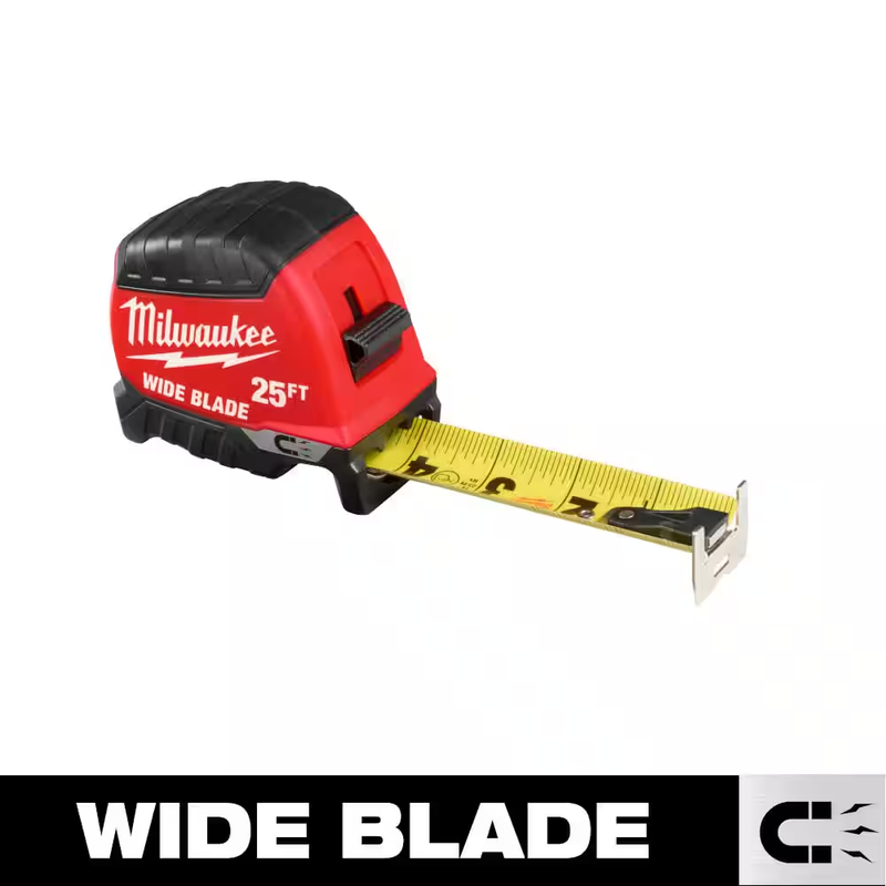 Milwaukee 25ft Tape Measure Magnetic Blade 18ft Reach 15ft Standout Anti Tear