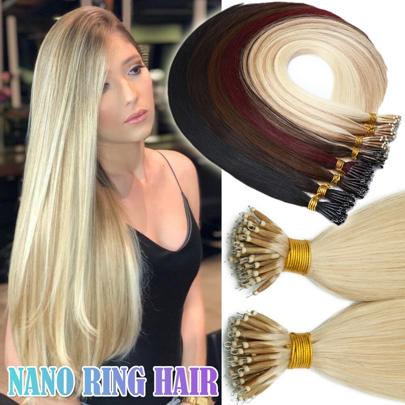 Russian Nano Ring Tip Human Hair Extensions 1g/s Beads THICK 150G FULL HEAD SOFT