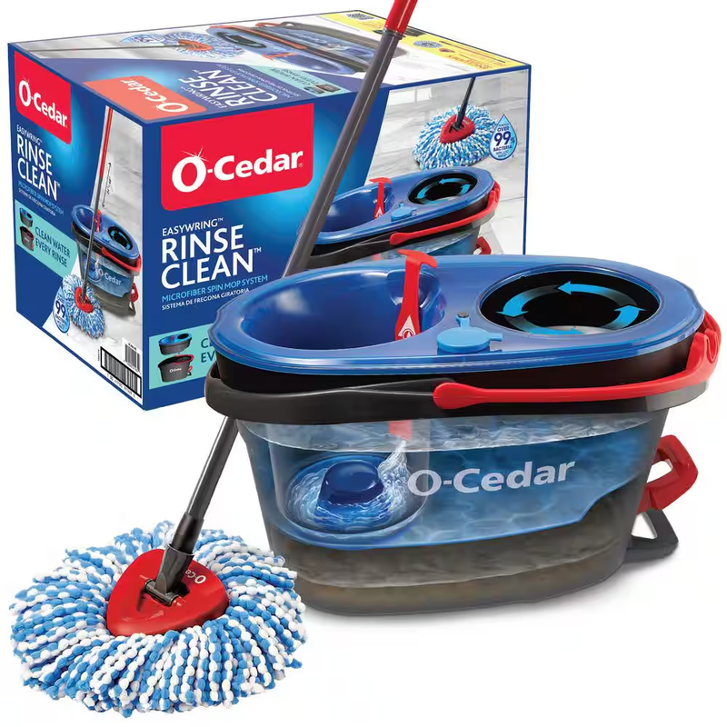 O-Cedar Easywring Rinseclean Microfiber Spin Mop & Bucket Floor Cleaning System,