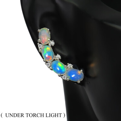 Verano 925 Pendientes Plata Ovalado Ópalo de Fuego 6x4mm Natural Gemas Joyeria