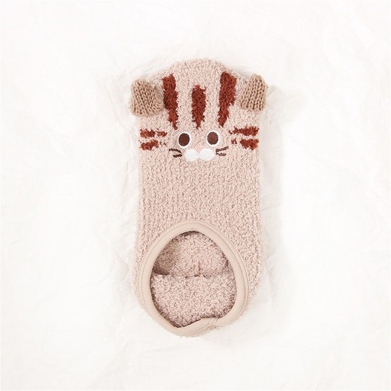 Fleece Non-slip House Cartoon Boat Socks Women Floor Shoes Socks Plush Slippers