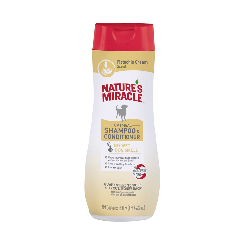 Natures Miracle Oatmeal Dog Shampoo & Conditioner, Pistachio Cream Scent, 16 Oz