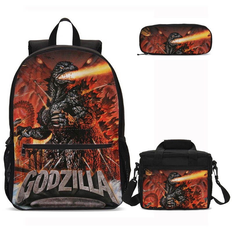 Boys Godzilla Backpack Set Kids Schoolbag Crossbody Bag Pen Case Lot Polybull Com - roblox godzilla backpack