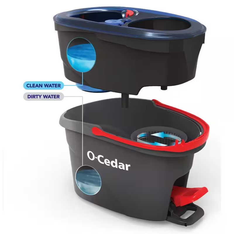 O-Cedar Easywring Rinseclean Microfiber Spin Mop & Bucket Floor Cleaning System,